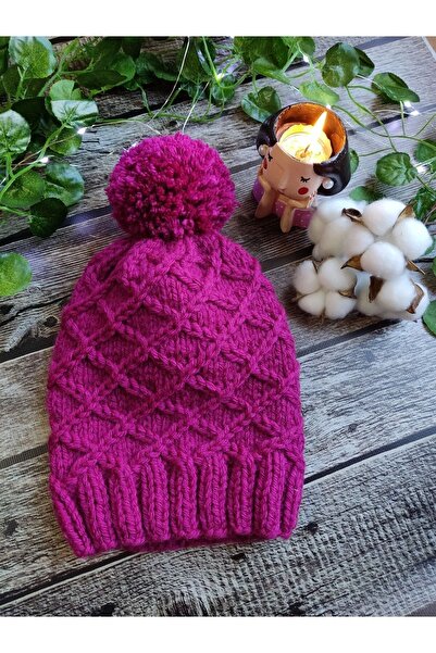 doktorbonem Fuchsia Hand Knitted Wool Beret