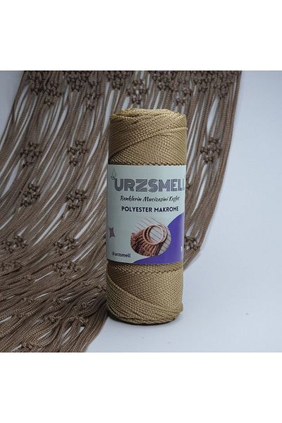 urzsmell Polyester Macrame - 100Gr, 140Mt, No. 3 Supla, Camel Bag and Accessory Thread