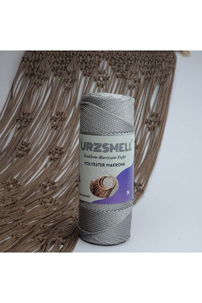 urzsmell 60 Grey Polyester Macrame - 100Gr, 140Mt, No. 3 Supla, Bag and Accessory Thread
