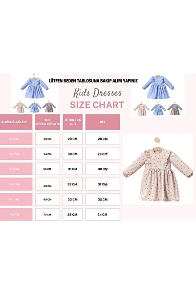 aden kids Bej Renk Uzun Kollu Kalp Baskılı Kız Çocuk Elbisesi
