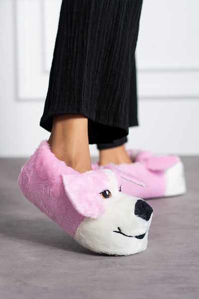 AlbiShoes Χειμερινές βελούδινες μπότες για το σπίτι με χαριτωμένη φιγούρα σκύλου - Παντόφλες μαλακής σόλας (30-40)