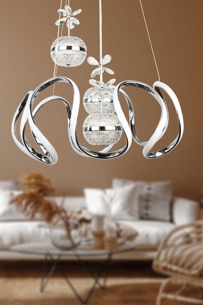 Begüsa Faendi 50.lik Ledli Avize Krom Kaplama