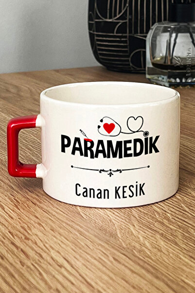 Hedizu Kişiye Özel Paramedik -2- Lüks Fincan Kırmızı ATT Tıp Bayramı Hediyesi