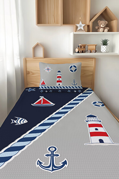 Talia Home مجموعة بيكيه للأطفال بتصميم بحار بحار - شخص واحد TLAP-089