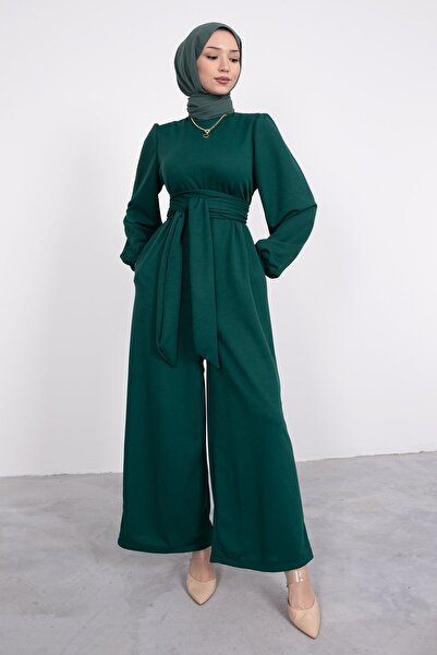 HB MODA COLLECTİON Wrapped Wide Belt Hijab Jumpsuit