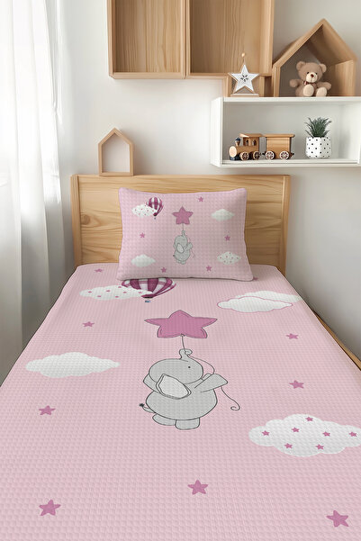 Talia Home طقم بيكيه فردي بنمط نجمة وردية للأطفال - TLAP-075