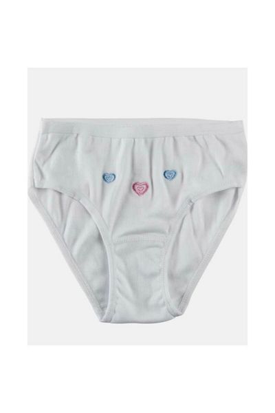 Tutku 9 Pieces Embroidered - 100% Cotton Ribbed Girl's Combed Cotton Panties