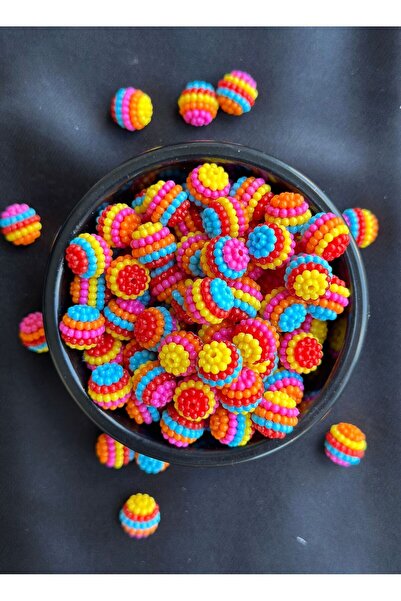 Bijumix Aksesuar 40 Adet Karışık Renkli Yuvarlak Plastik Akrilik Boncuk