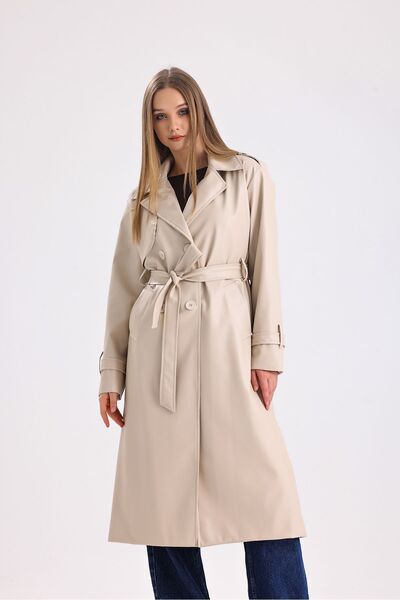 kabancım Kadın Suni Deri Trençkot Premium