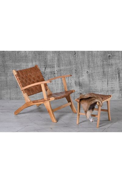 NAPOLYON DAVİNA KOLÇAKLI GERÇEK DERİ BERJER, AYAK PUFU DAHİL