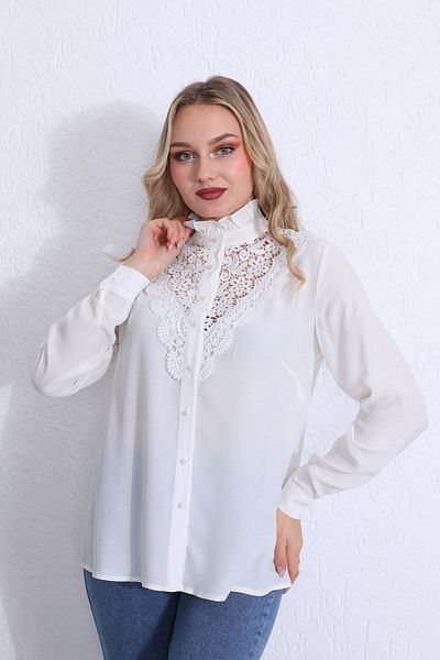 Loom Boutique Women's Large Size Flush Lace Evening Dress Fabric Shirt G0026