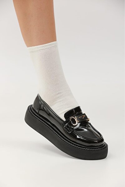 AtegeWear Siyah Harajuku Oxford Loafer Ayakkabı