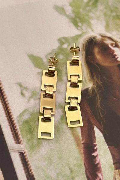 Trendy Butik Steel Dangle Chain Earrings