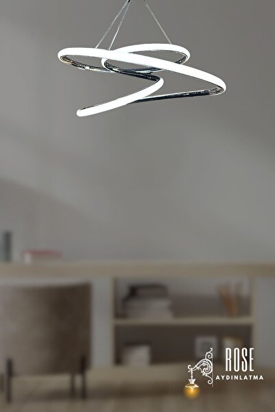 Home Krom Kasa 3 Farklı Renk Aydınlatma Sunan Sarkıt Avize / Sarmal Modelli A...