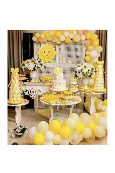 Genel Markalar Papatya Temalı Sarı Beyaz Balon Set 100 Adet