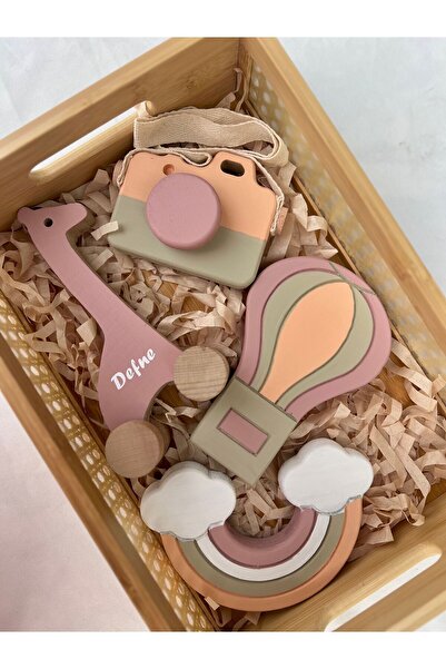 mogokids Ahşap çocuk fotoğraf makinası  bebek çekim aksesuarları