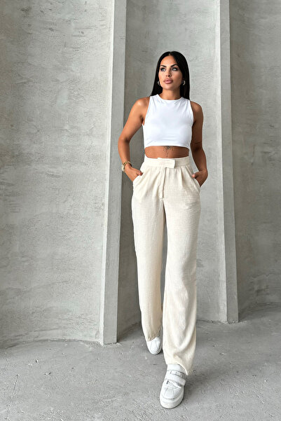 Brantu Штани Palazzo з льону - з кишенями та складками