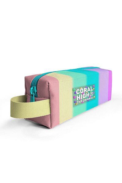 Coral High Τσάντα μολυβιού με πολύχρωμες ρίγες - 22070