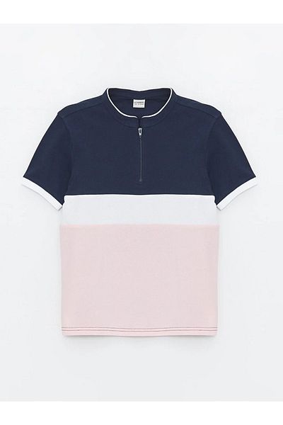 LC Waikiki LCW Kids Prevailing Collar Color Block Short Sleeve Boy's T-Shirt