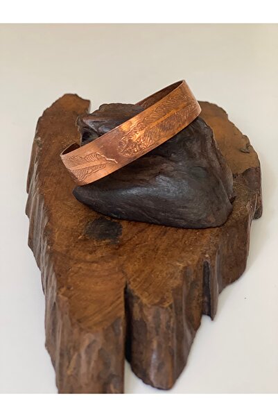 Rupen Kraft سوار مصنوع يدويًا من النحاس بنسبة 100% - سوار نحاسي بتفاصيل ريش