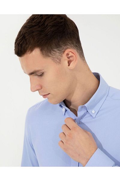 Pierre Cardin Oxford Slim Fit Blue πουκάμισο - G021GL004.000.1514042