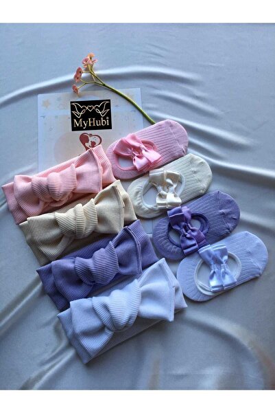 MyHubi 8-Piece Combination Handmade Baby Girl Bow Bandana & Ballerina Socks