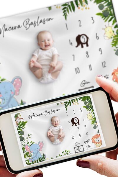 Moky Design Baby Memory Blanket, Monthly Concept Photo Cover, Newborn Baby Shower Gift 150X100Cm