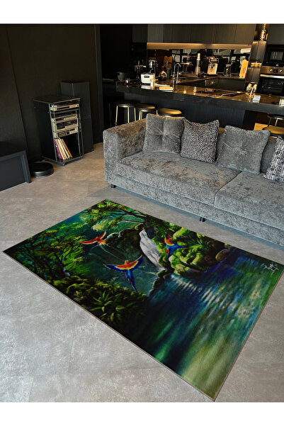 Rugs Modern Halı Tapiserie decorativă vintage cu model de pădure, papagal și ...