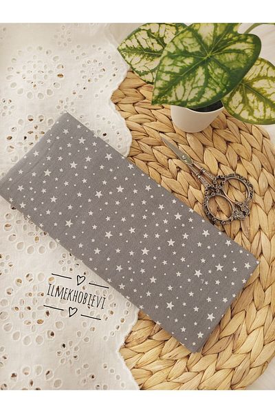 ilmekhobievi Poplin Fabric Star Patterned Gray 100% Cotton 50X170Cm (1Pcs)