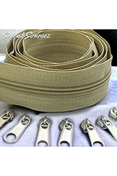 SELÇUK SÖNMEZ Μπεζ Χρώμα 10 μέτρα Φερμουάρ 20 Τεμάχια Κεφαλάρια