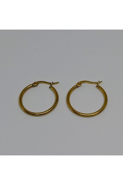 mama india alaçatı Unisex Women Men 316L Surgical Steel Round Model Diameter 24 mm 2 Pieces Hoop Earrings No:46