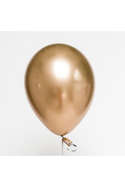 Rengarenk Design Chrome Shiny Metallic Gold Color 10 Balloons