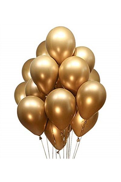Rengarenk Design Chrome Shiny Metallic Gold Color 10 Balloons