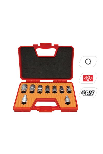 Rico 007-Rc9010 9Pc 1/2" Inner Torx E Socket Set