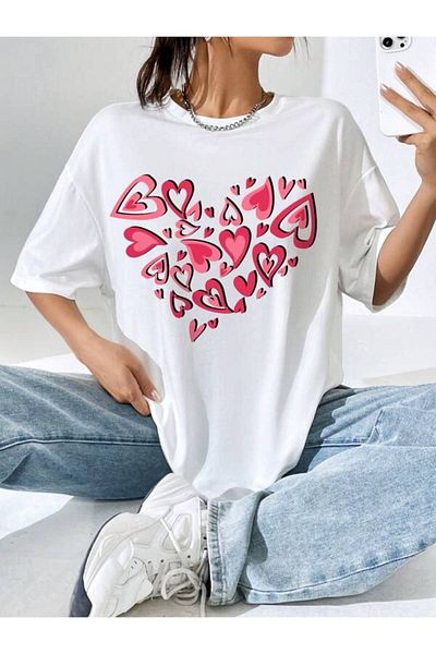 Pink Sky Γυναικείο μπλουζάκι Heart Graphic Plus Size