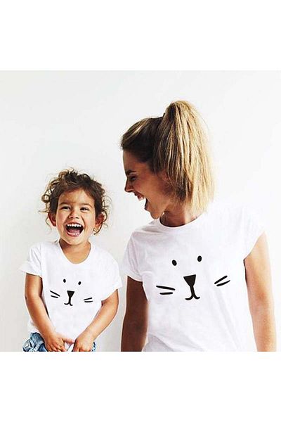 Pink Sky T-Shirt Mother and Daughter (Single Product, Add 2 Pieces to the Cart to Make a Combination