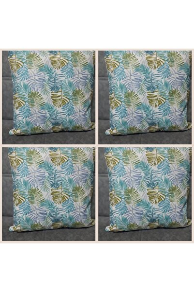 Şaheser غطاء وسادة منقوش على الوجهين من القماش مقاس 43x43 - 4 قطع