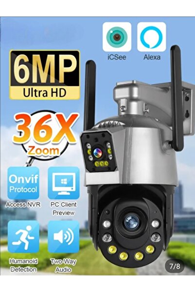 WİFİCAM 6 MP Çift Kameralı 36X Optik Zoom Büyük Kasa Ptz Wifi Kamera Icsee Xmeye Yazılım