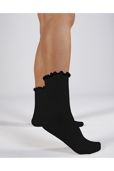 Forwena Pack of 3 Ruffle Modal Black Color Elastic Seamless Women's Socks