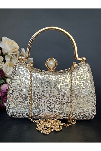 Ceylan Abiye Çanta - Gold Pullu Abiye Çanta