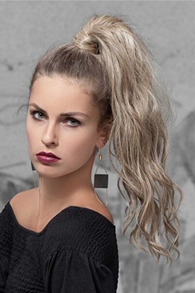 CESLİFE Küllü Sarı Bağlamalı At Kuyruğu Takma Saç Çıt Çıt ( Ponytail) - Isıya...