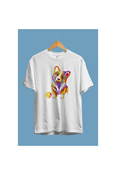 Pink Sky Кольоровий милий оверсайз футболка з принтом собаки