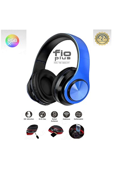 FİOPLUS Bluetooth Kulaklık Kablosuz Kulaküstü Işıklı Katlanabilir Mikrofonlu ...