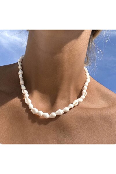 Jerberaa takı Küçük gerçek deniz kabuklu minimal yaz kolyesi