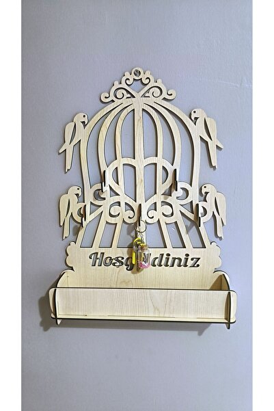 ERFA TASARIM Kuş Kafesi Figürlü Dekoratif Duvar Askılığı - Akçaağaç  Anahtar ...