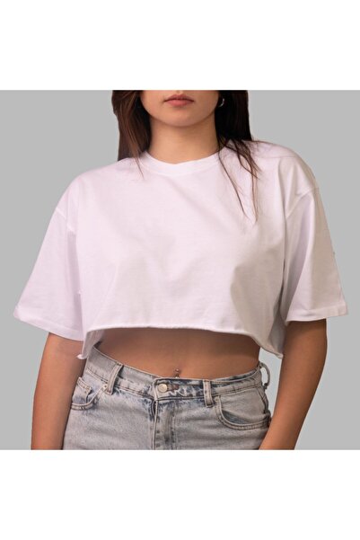FIRST OF ALL Tricou Crop alb