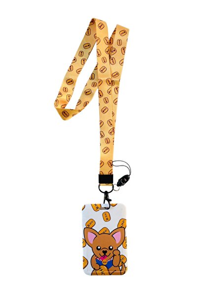 neptünstore حبل تعليق لطيف بنمط كلب محظوظ وحامل بطاقات منقوش - M2