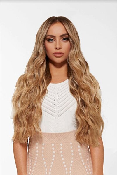 AKOLİFE Küllü Sarı Yarım Ay Postiş Çıt Çıt - Fön Maşa Uygulanabilir Postiş Ta...