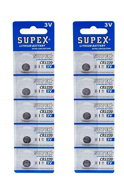 harry 10 Adet Cr1220 3v Lityum Pil Blister Paket (KOL SAATİ-HESAP MAKİNESİ-ARABA ANAHTARI) Supex