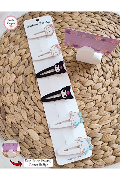 Pembe Çarşı 6'lı Sanrio Metal Pens Toka Kuromi Hello Kitty Cinnamoroll
